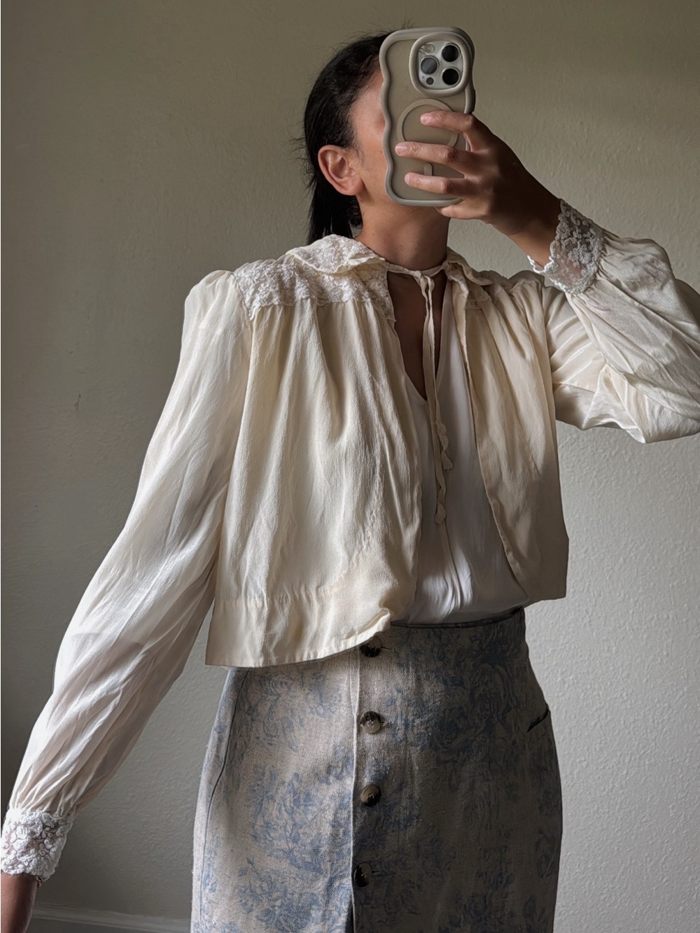 Vintage 1930s Boudoir silk blouse